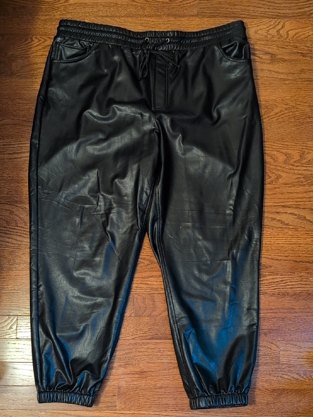Express Womens Black Faux Leather Joggers
